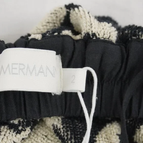 Zimmermann Rhiannon Cotton Terry Mini Dress in Black/Cream Size US 8 (NWT) - Picture 8 of 12